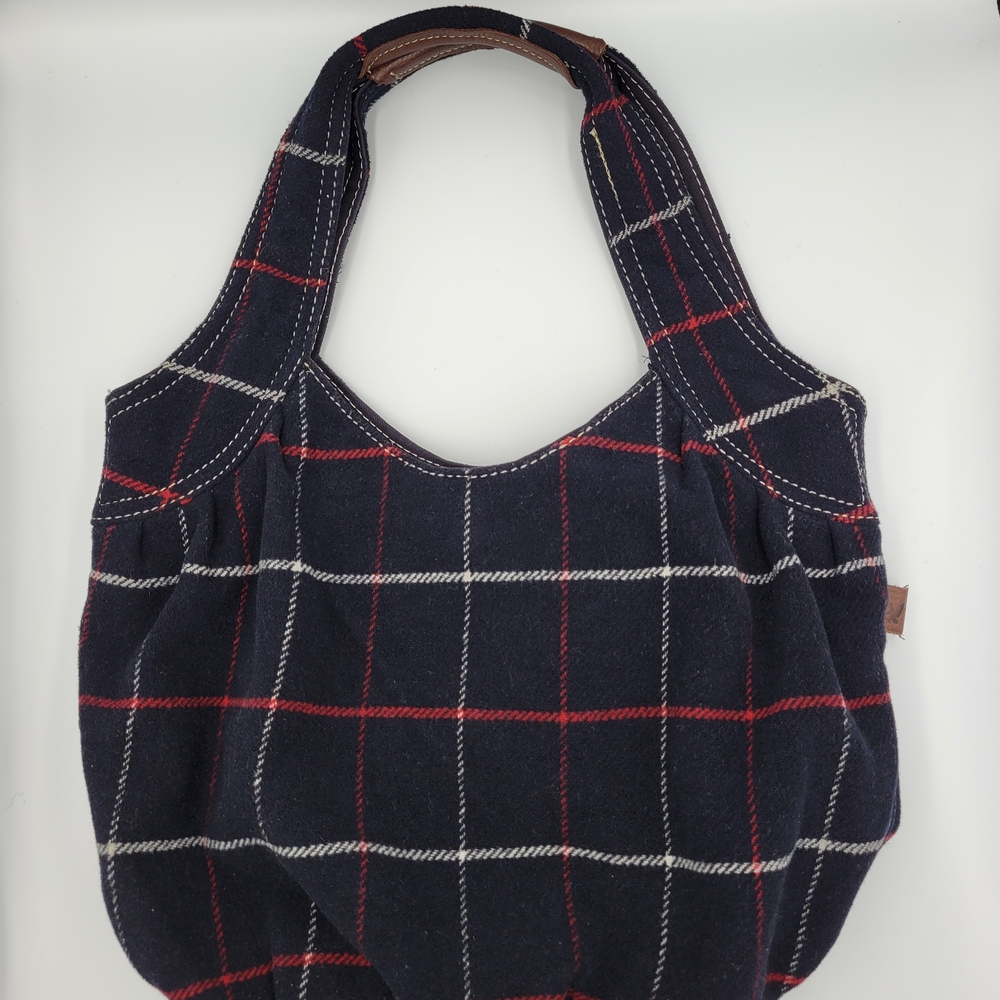 American Eagle Navy Blue Plaid Slouchy Hobo Bag Purse Shoulder Tote Bag